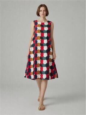 Marimekko x Uniqlo Printed Swing Dress XS Colorful Geometric Sleeveless Cotton